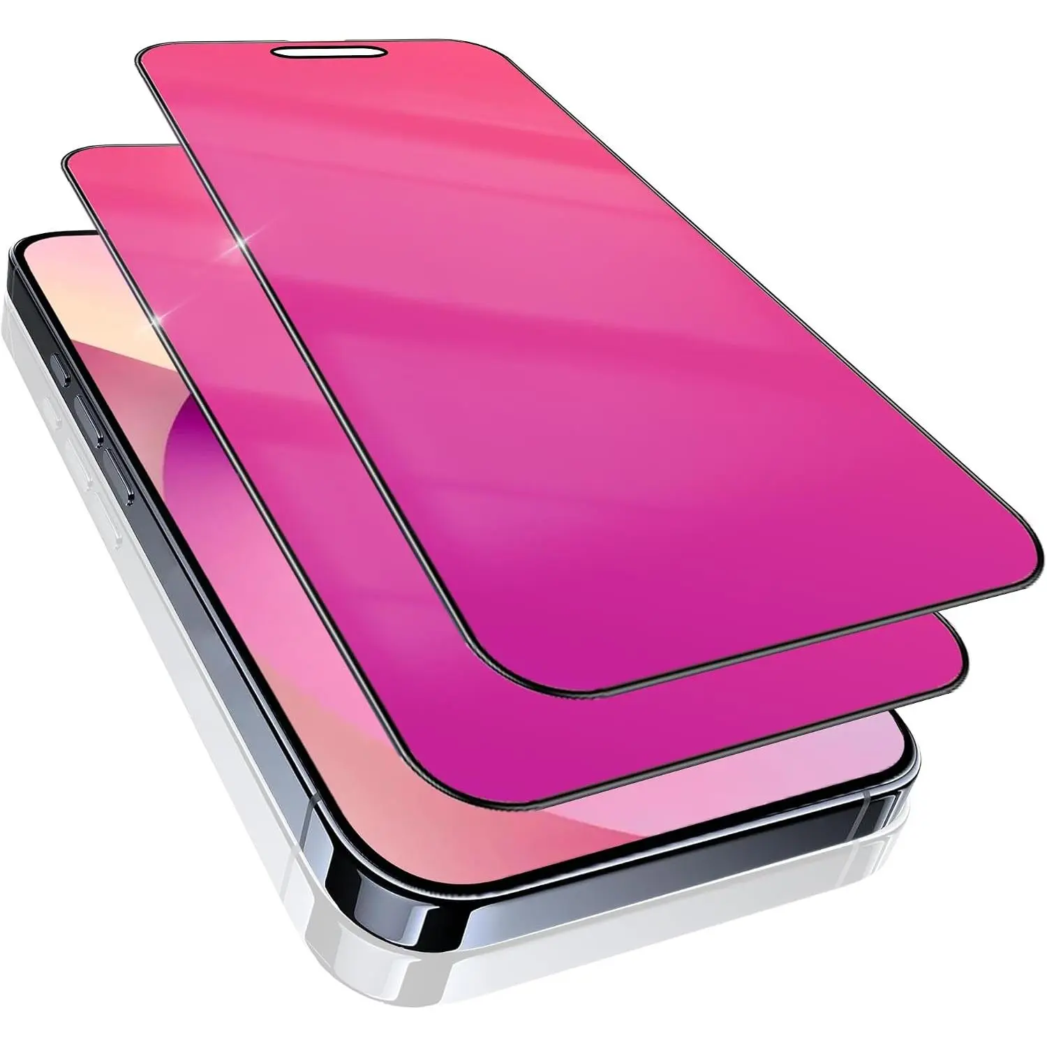 2 Pack for  15 and for  14 Pro  Screen Protector Gradient colorful 25° Anti-Spy Tempered Glass for 14Pro Anti-Bluelight Easy Installation Frame Full Coverage shatterproof 6.1 inch