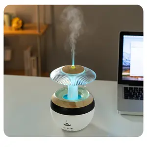 USB Plug-In Essential Oil Diffuser 450ML Cloud Humidifier Raindrop Filter with Music, Colorful LED Lights, Timer & Auto Shut-Off