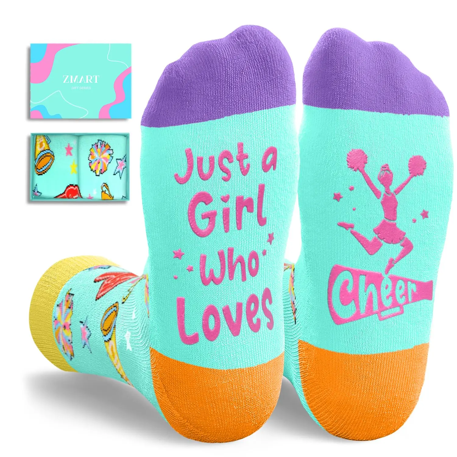 Zmart Cheerleader Socks Cheerleading Gifts for Girls Cheer Coach Presents for Cheerleaders