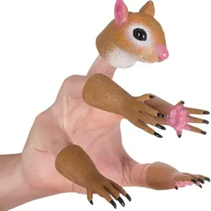 Squirrel design finger puppets, 1 set of animal-shaped finger puppets, silicone hand puppets, toy and game accessories, party supplies, 10 artificial fun silicone animal hand puppets, suitable for viral typing pranks