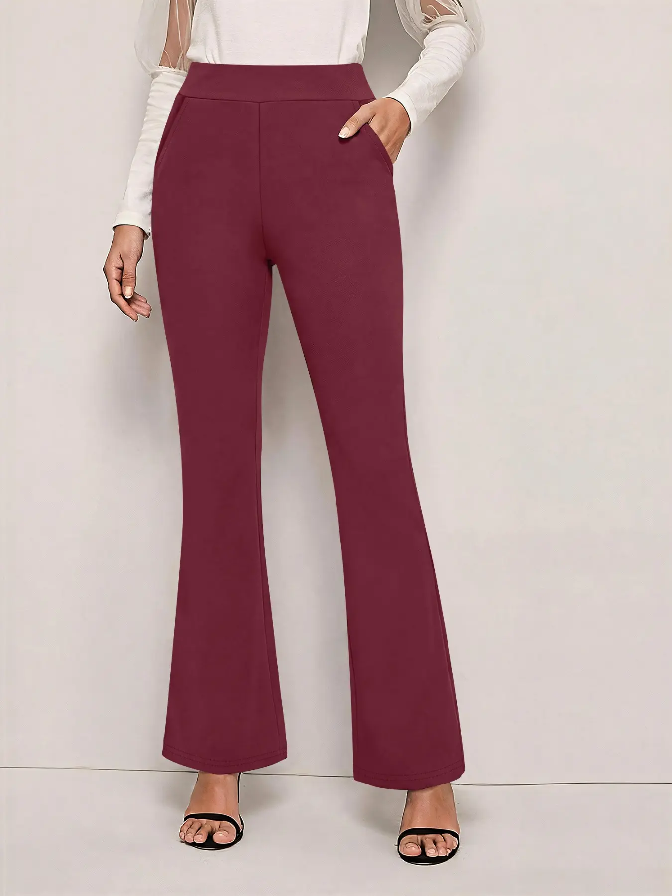 High-Waisted Flared Pants for Office Wear, Waist-Cinch Butt-Lift Slimming Flare Pants, All-Season Long Pants for Professional Fit, Elegant