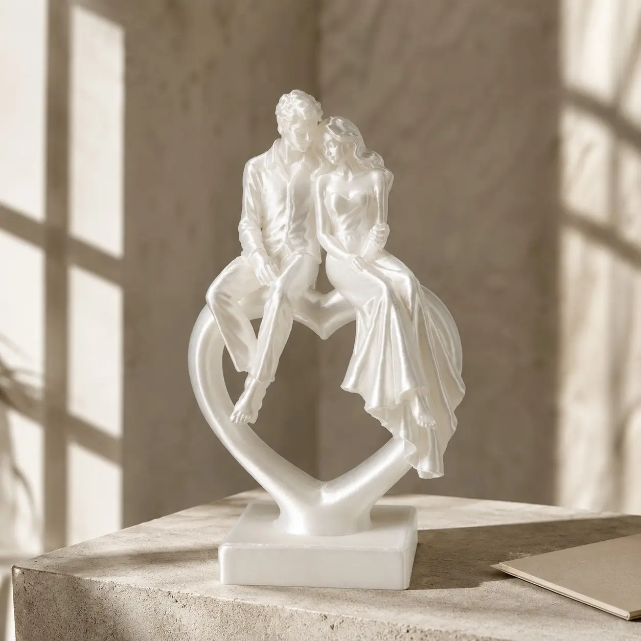 Romantic Couple Heart Decor Statue, Decor Figurine, Decoration Figure, Perfect for Living Room, Bedroom, Wedding, Anniversary, Valentine's Day Gift