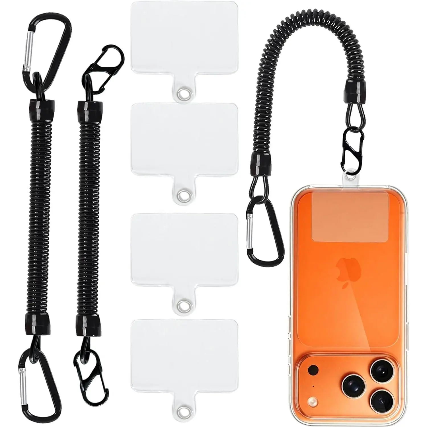 2 Pack Anti  Phone Tether for Hiking Travel Outdoor | Retractable Stretchy Phone Wrist Strap with 4 Tether Tabs & Carabiner Clips, Anti Drop Secure Phone Leash for