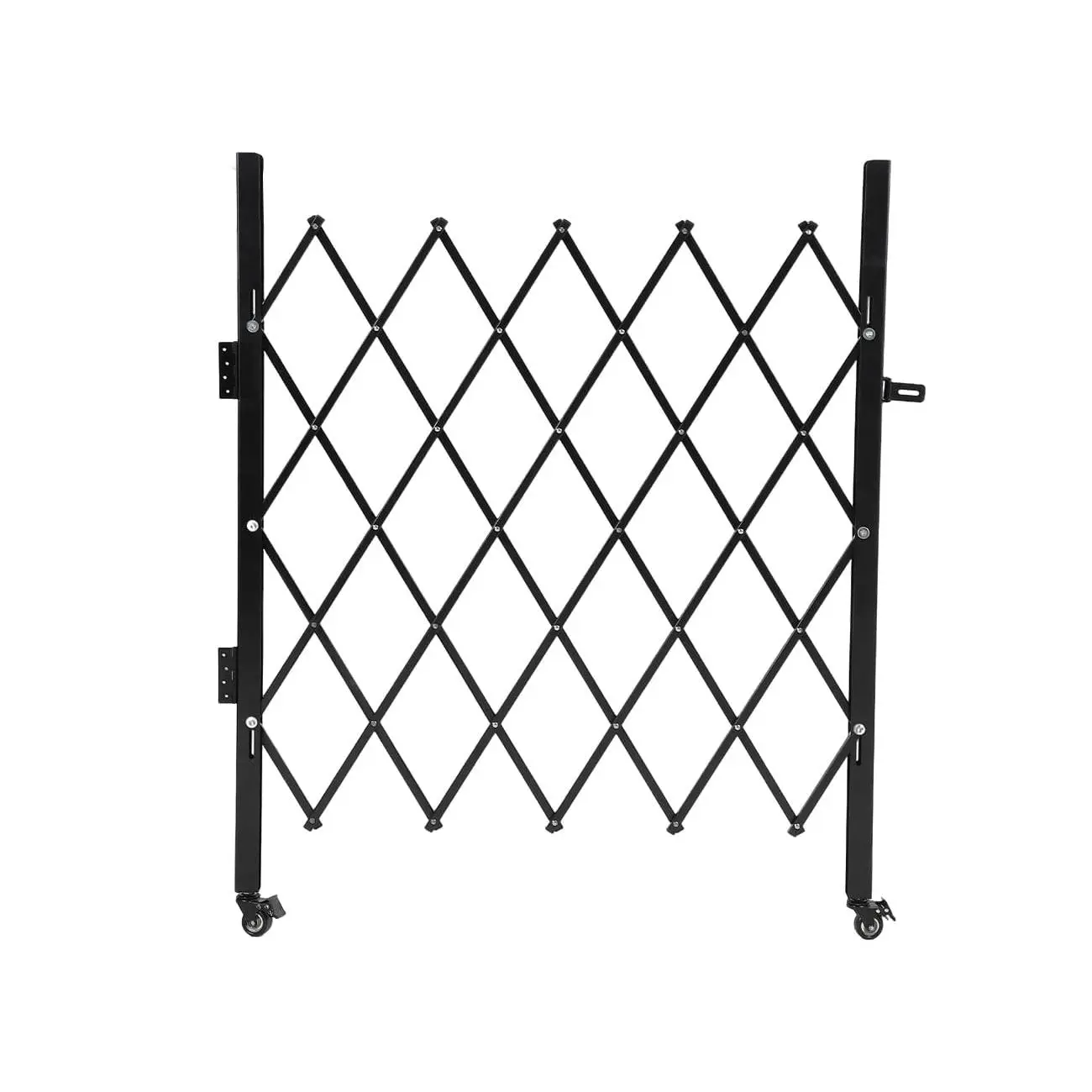 Garvee 360° Swivel Caster Folding Security Gate, 63"H x 70"W Lockable Steel Scissor Gate for Outdoor Gardens and Pool Areas