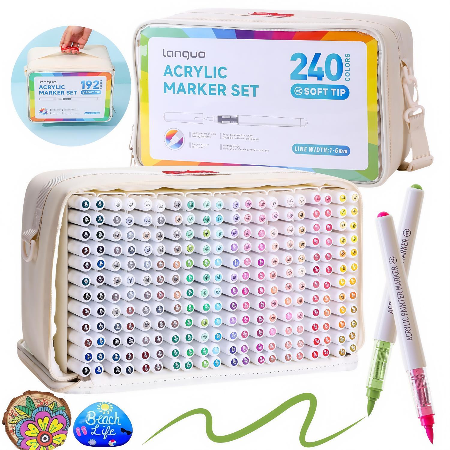 Acrylic Paint Marker Set, 24pcs/set Acrylic Paint Marker Pen with Storage Base, Art Supplies for Rock Painting, Ceramic, Wood, Canvas, Glass, Stone, Fabric, Acrylic Drawing Markers