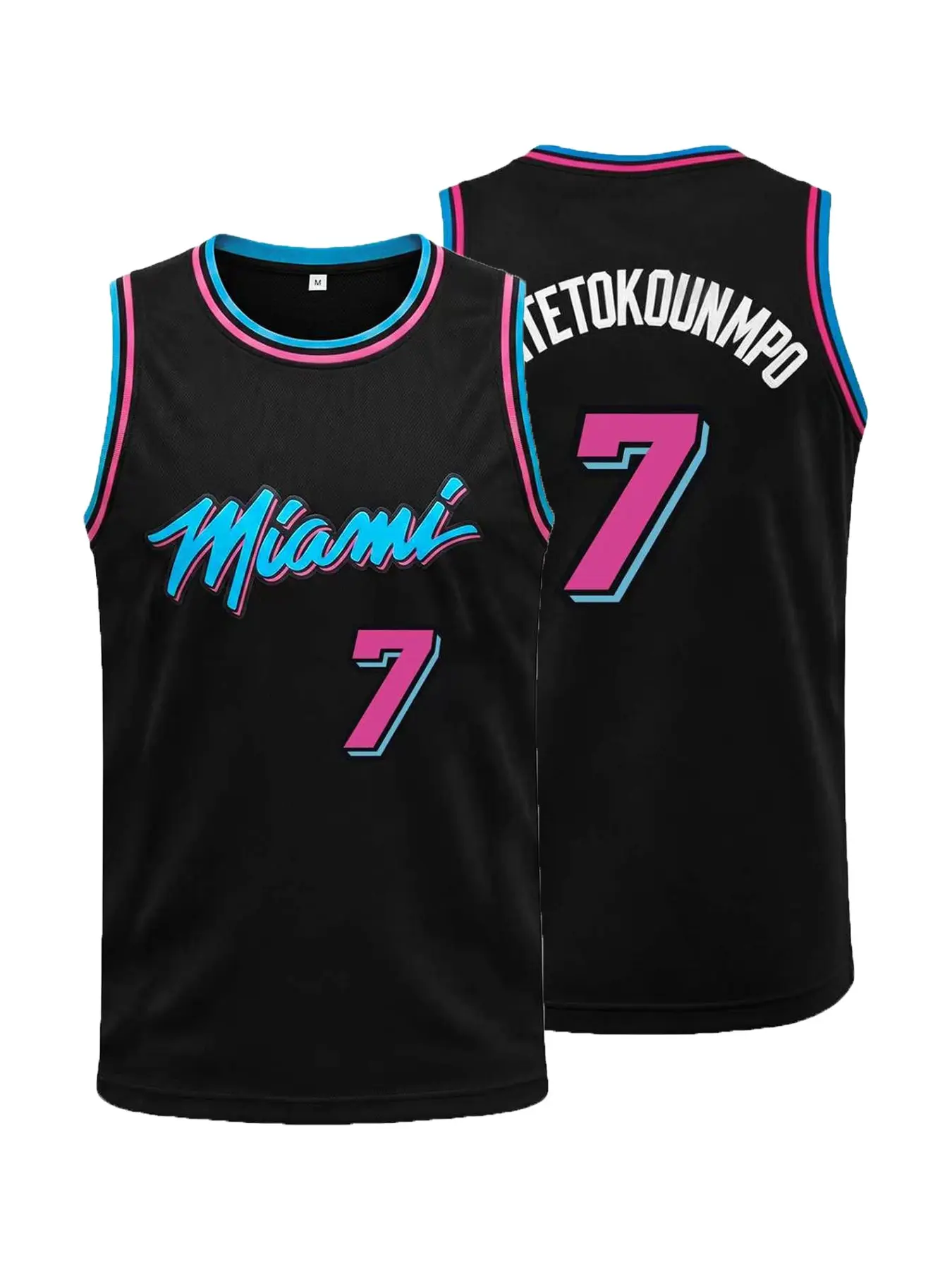 Men's Miami #7 Basketball Jersey, White Retro Colorful Design Breathable Mesh Sleeveless Shirt, Vintage Sports Tank Top for Fans Training Casual Wear Workout Tops