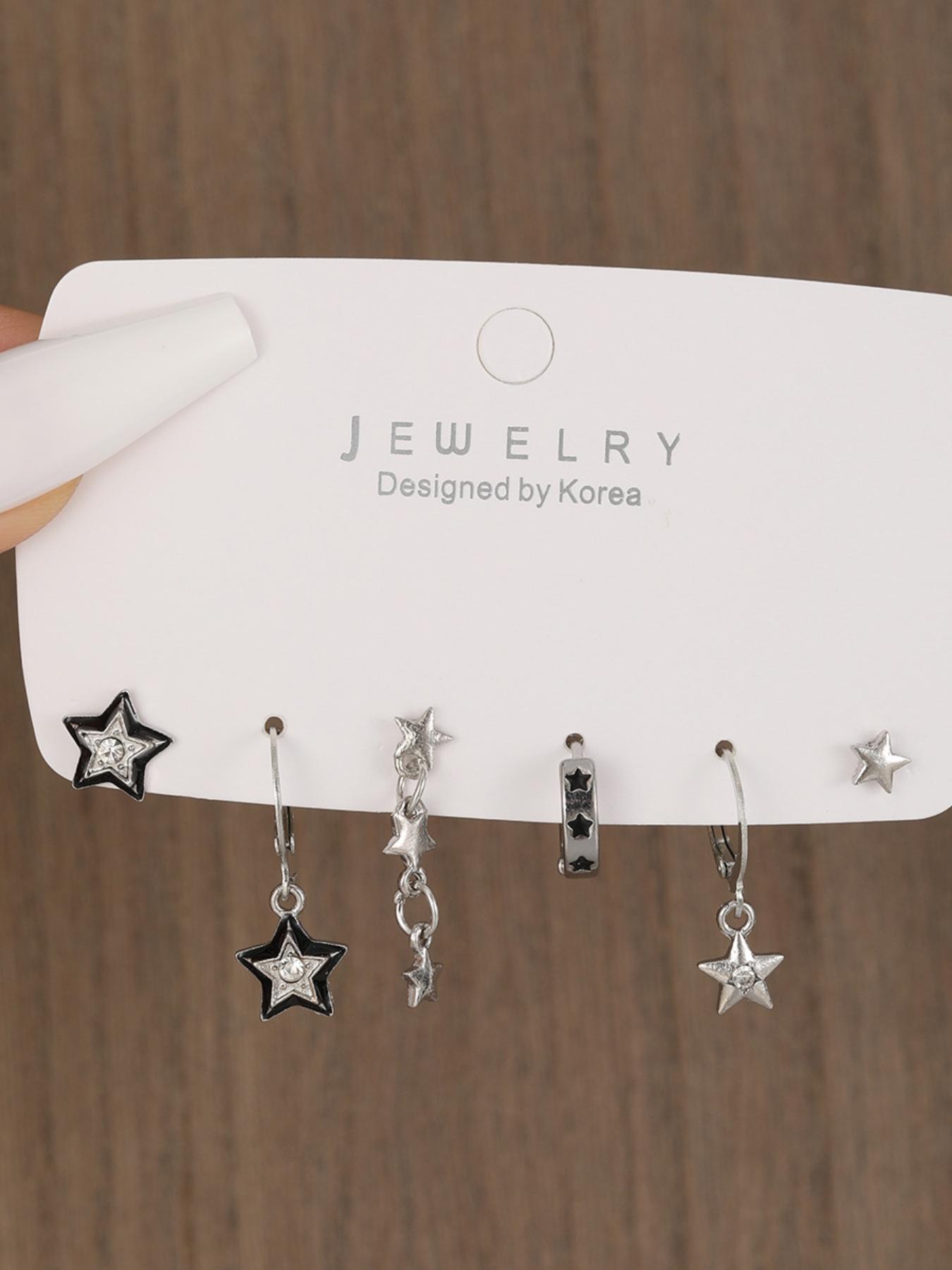 Star Design Earrings Set, Statement Earrings, Dangle Earrings Set, Fashionable Jewelry for Women & Girls, Trendy All-match & Exquisite Jewelry for Birthday Gift