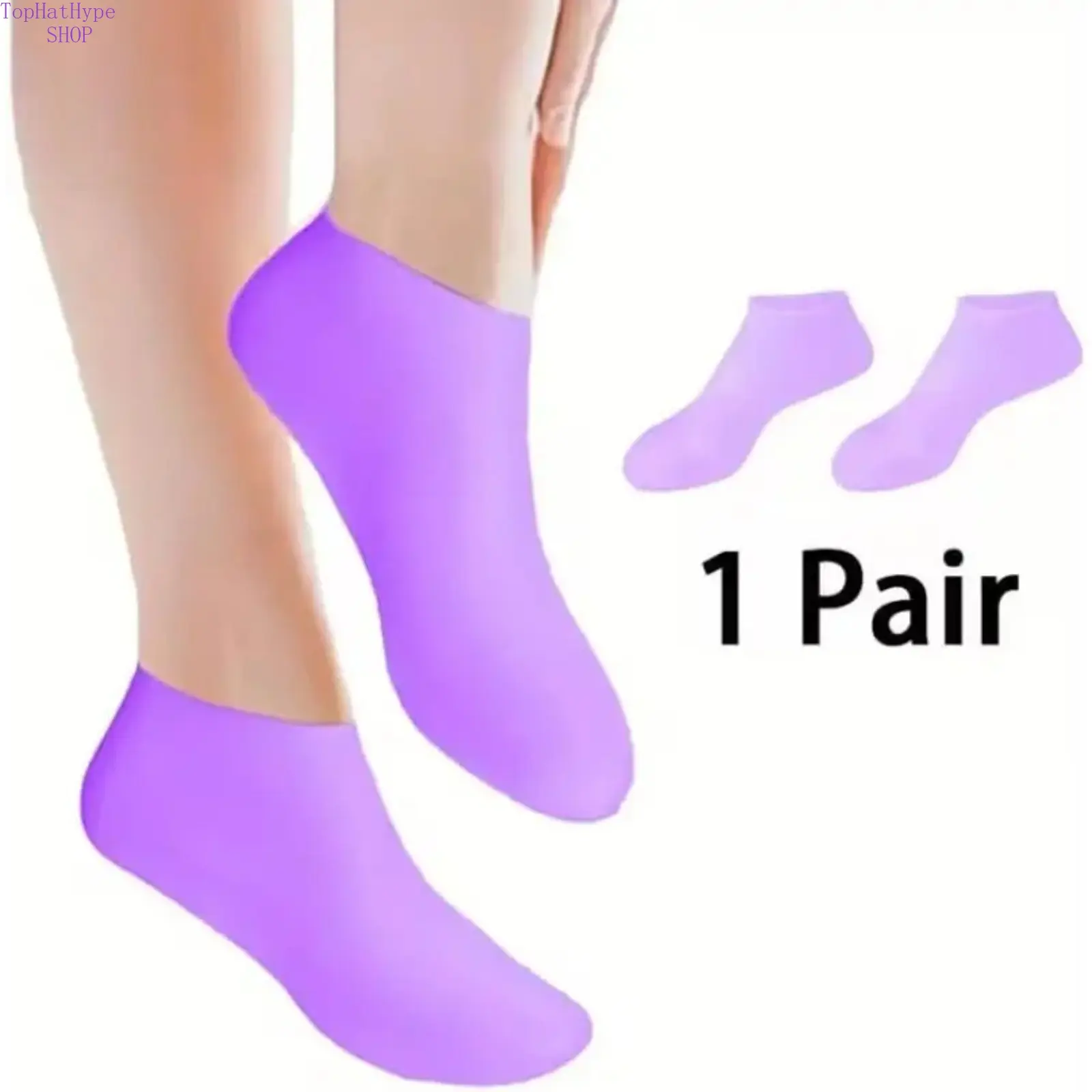 1 Pair Silicone Heel Socks for Dry Cracked Feet – Moisturizing Foot Mask with Elastic Fit, Softens Rough Skin, & Prevents Cracking