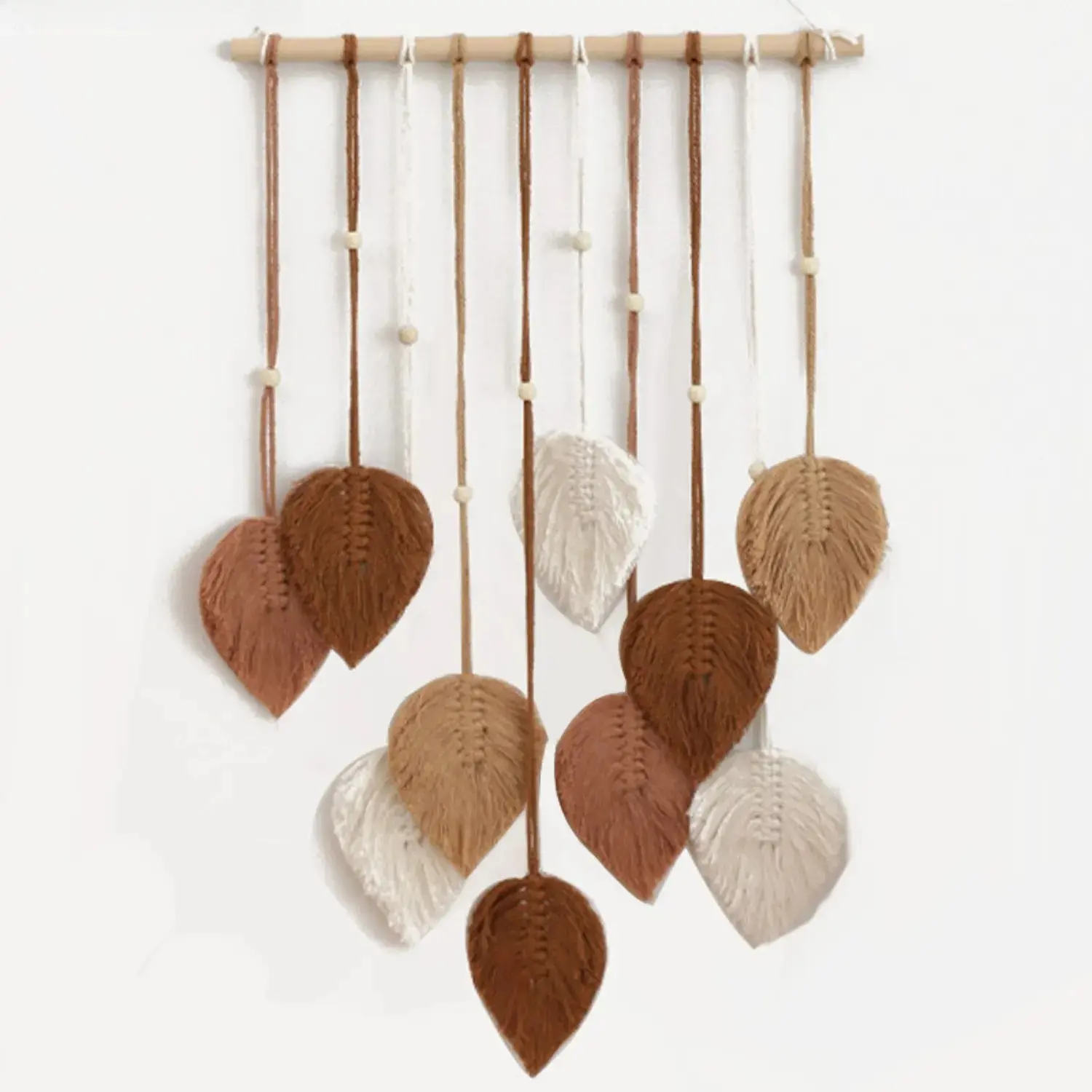 Boho Leaf Macrame Dream Catcher Wall Hanging with Rattan Accents, Handmade Tassel Tapestry Wind Chime, Trendy Bohemian Decor Perfect For Home Walls, Camping Hammock & Outdoor Decoration