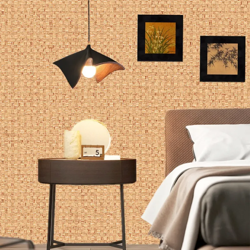 1 Roll  17.72 x 118.11 Inches Chinese bamboo mat peel and stick wallpaper retro woven bamboo look self adhesive, wall decor for teahouse dining room living room kitchen study