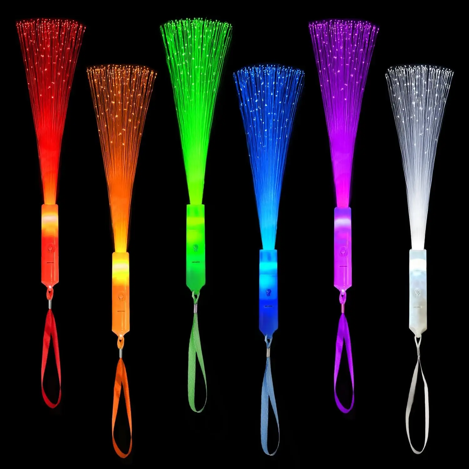 6 Pack Glow Sticks Toys Party Favors Supplies for Kids, Light Up Camping Essentials Games Fiber Optic Wand Sparklers Fireworks for Toddlers, Neon Accessories Decorations for Basket, Wedding, Birthday