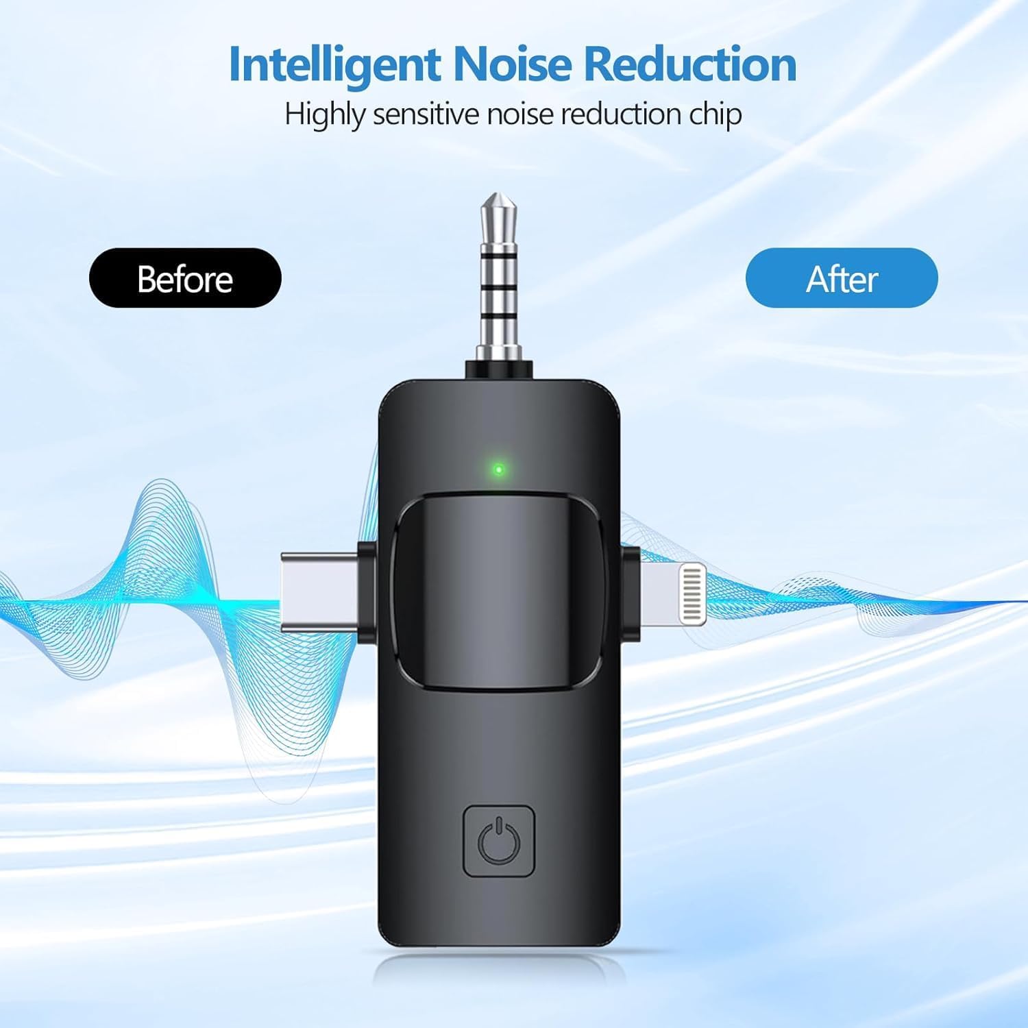 Lavalier Microphone for  & Android & iPad & Camera - 2 Pack 3 in 1 Mini Microphones with Noise Reduction Lapel Mic for Live Stream Content Creators Podcast