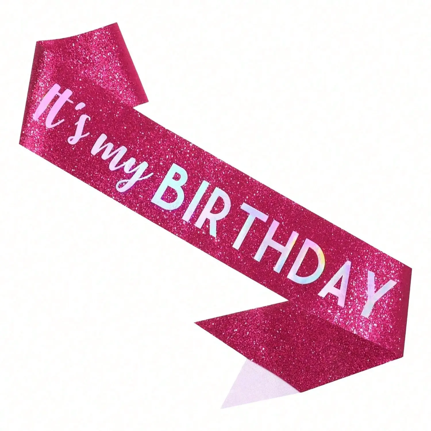 Black Glitter My Birthday Sash with Colorful Foil Lettering, Unisex Happy Festive Birthday Decor Sash, Black & Fuchsia Purple Party Accessories for Birthday Celebration