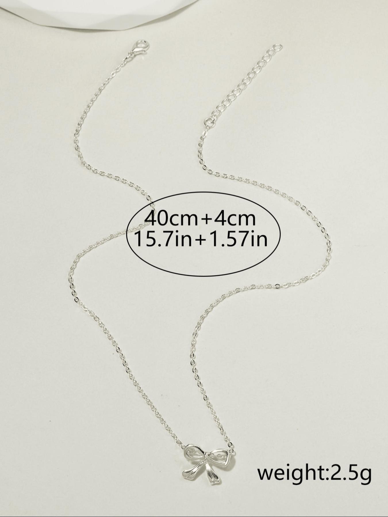 Women's Elegant Bowknot Design Pendant Necklace, Minimalist Trendy Pendant Necklace, Chic Vintage Jewelry As Gift for Girlfriend