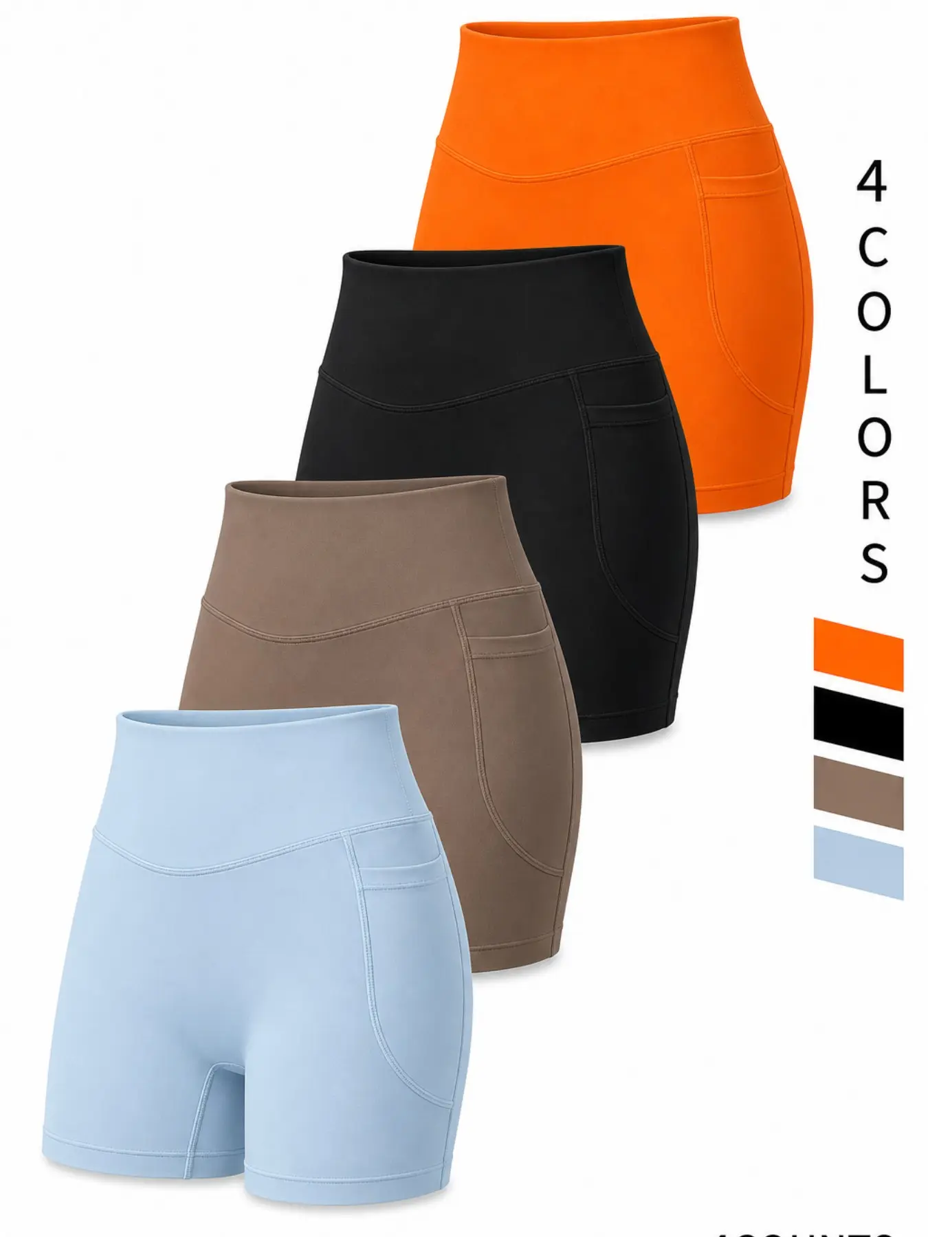 Women's High-Waisted Athletic Yoga Running Shorts, 3-Inch 4-Way Stretch Fitness Gym Biker Shorts with Pockets, Non-See-Through Athleisure Wear, Activewear Shorts