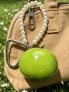 1pc Trendy Multi-Functional Apple Pendant, Personalized Design, Colorblock Bag Charm, Cute Lightweight Keychain, Ideal for Shopping, Dates, Daily Use, Work