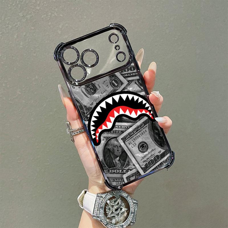 The new shark bite-patterned four-corner airbag anti-drop protection phone case. This is a transparent, casual-style soft TPU protective case, specially designed for iPhone 17 Pro Max, 16, 15, 14, 13, 12, 11, Pro, Plus, Max, Air models. Simple yet shock-p