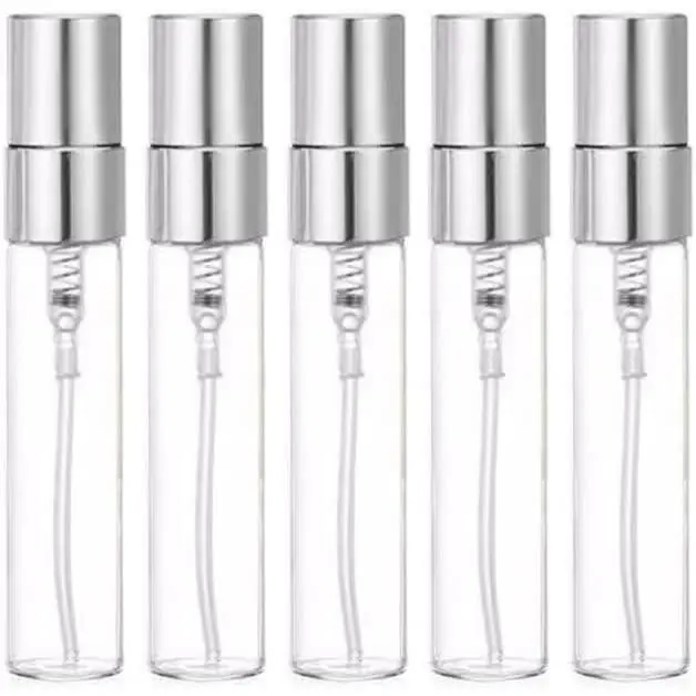 5ml Mini transparent Refillable Atomizer Spray Travel Perfume Bottle Hydrating Empty Bottle for Party Portable Makeup Tool 10pcs (Silver)