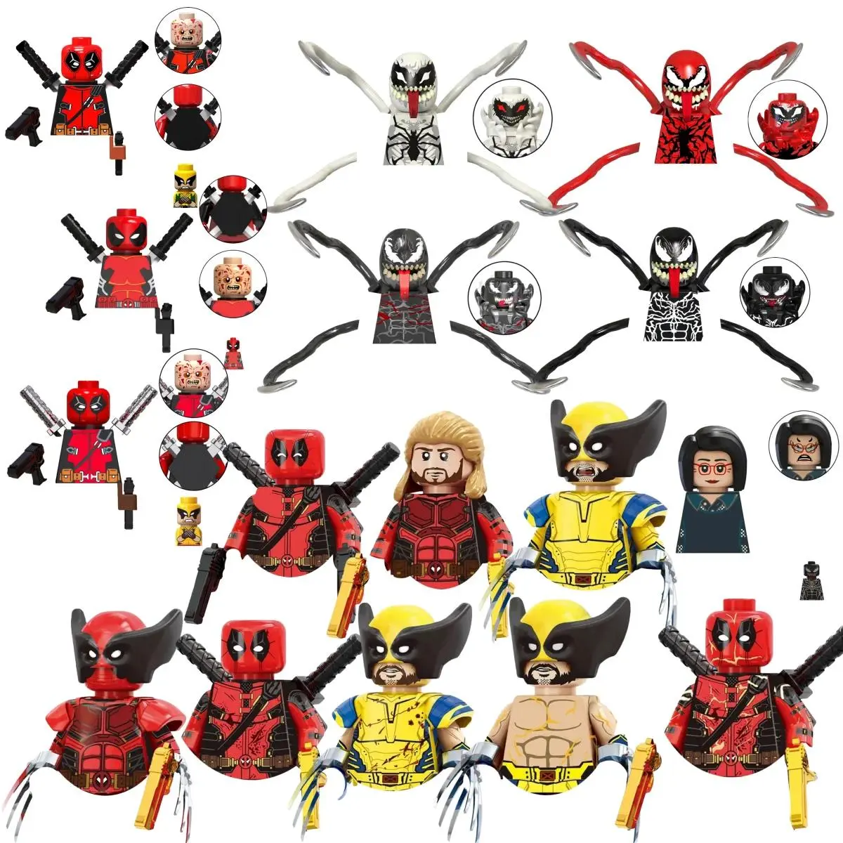 Blind Box Mini Building Blocks TV6203 Figures Big Goblin Spiderman Iron Man Venom Captain Hawk Deadpool Armor Christmas Gift Toy