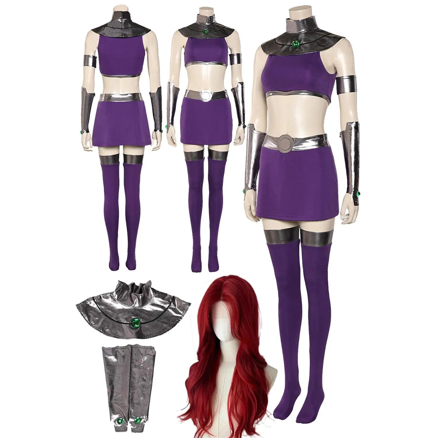 Women's Princess Koriand'r Superheroes Cosplay Costume - Lady's Fashion Cartoon Character Outfit for Teen Titans Cosplay Role Play Parties