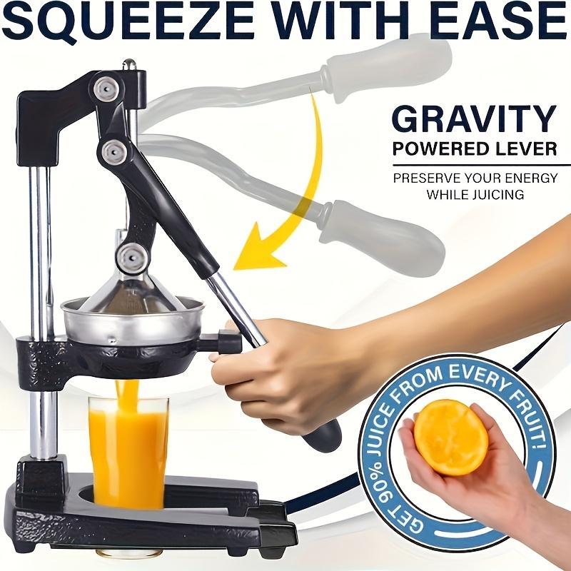 Manual Stainless Steel Juicer, 90% Juice Extraction, Gravity-Driven Hand Juicer for Oranges, Lemons, Grapefruits, Easy to Use, No Electricity Needed, Quick Juicing, Durable, Easy to Clean, Ideal for Home, Restaurant, and Breakfast Shop, Fresh Juice