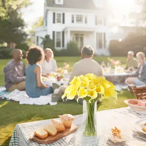 OUTGOODS Artificial Flower with Glass Vase, Faux Flower Arrangement with Faux Water, Wedding Centerpieces Dining Table Decor, Home Office Decoration