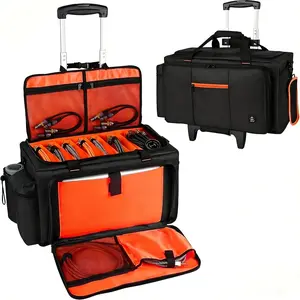 Large Rolling DJ Bag -in Sturdy Support Board, Gig bag with Wheels, DJ  bag with Detachable Divider & Padded  Strap (Orange, 19.7''x10.2''x11'')