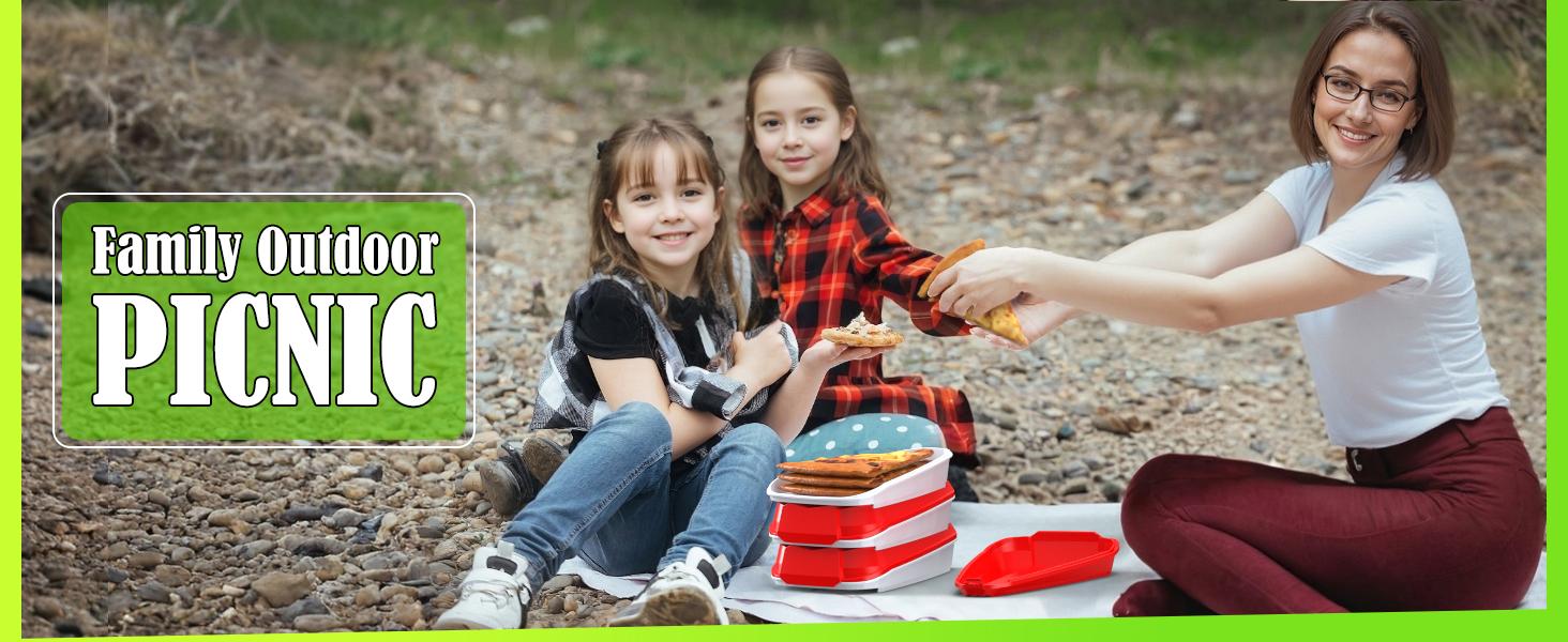 J.C Pizza Storage Container, Expandable Pizza Slice Container, Reusable Pizza Pan Pizza Box Set with Lids to Leftover Organization and Space Saver