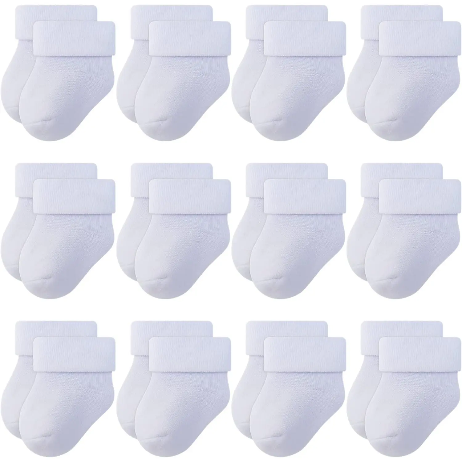 Unisex Newborn Infant Terry Socks (0-12 Months) - 12-pairs/b14, Soft Comfy Socks, Cotton Blend with Elastane, Cute Animal Characters, Turn-Cuff Design, Breathable Baby Items for Baby Boys Clothing