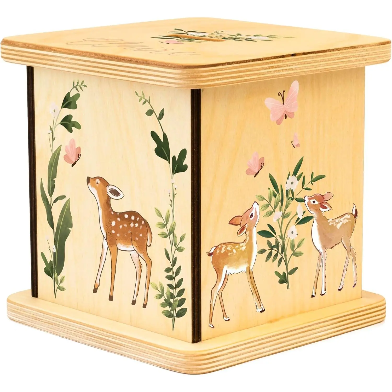 Wooden Piggy Bank for Kids and Adults, Personalized Gift Handmade in USA, Custom Piggy Bank, Personalized Banks for Kids, Gifts for Baby Boys and Girls (Deer)