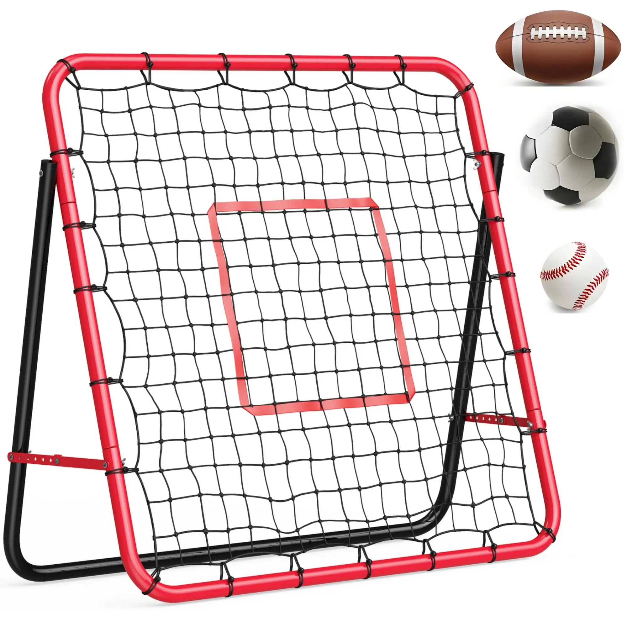 Soccer Rebounder Net, 3.7x3.7 ft Iron Frame - Football Training Equipment for Backyard Field, Easy Assembly