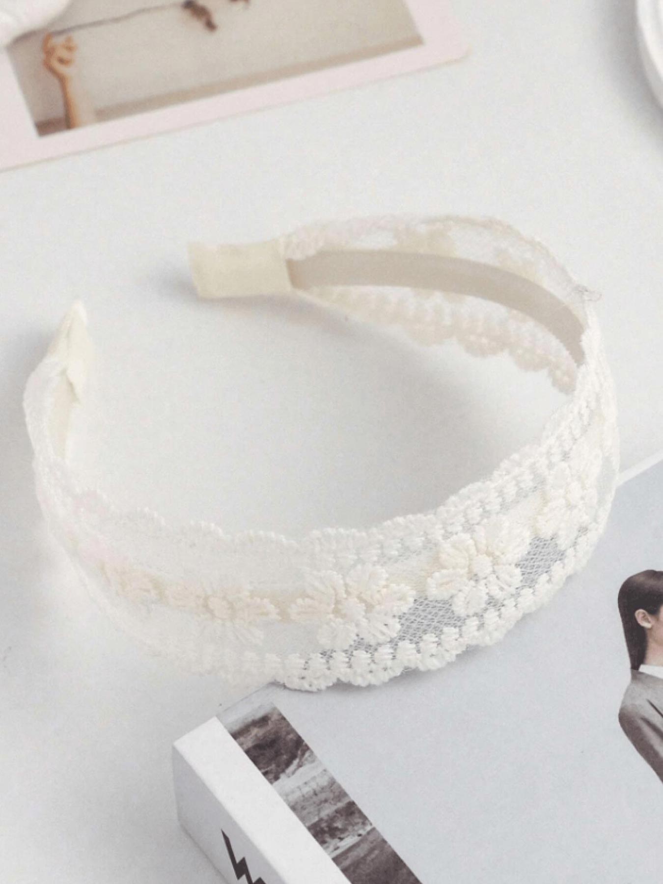 Women's Elegant Floral Embroidered Lace Headband, Vintage Wide Hairband, Fashionable Hair Accessories for Women & Girls