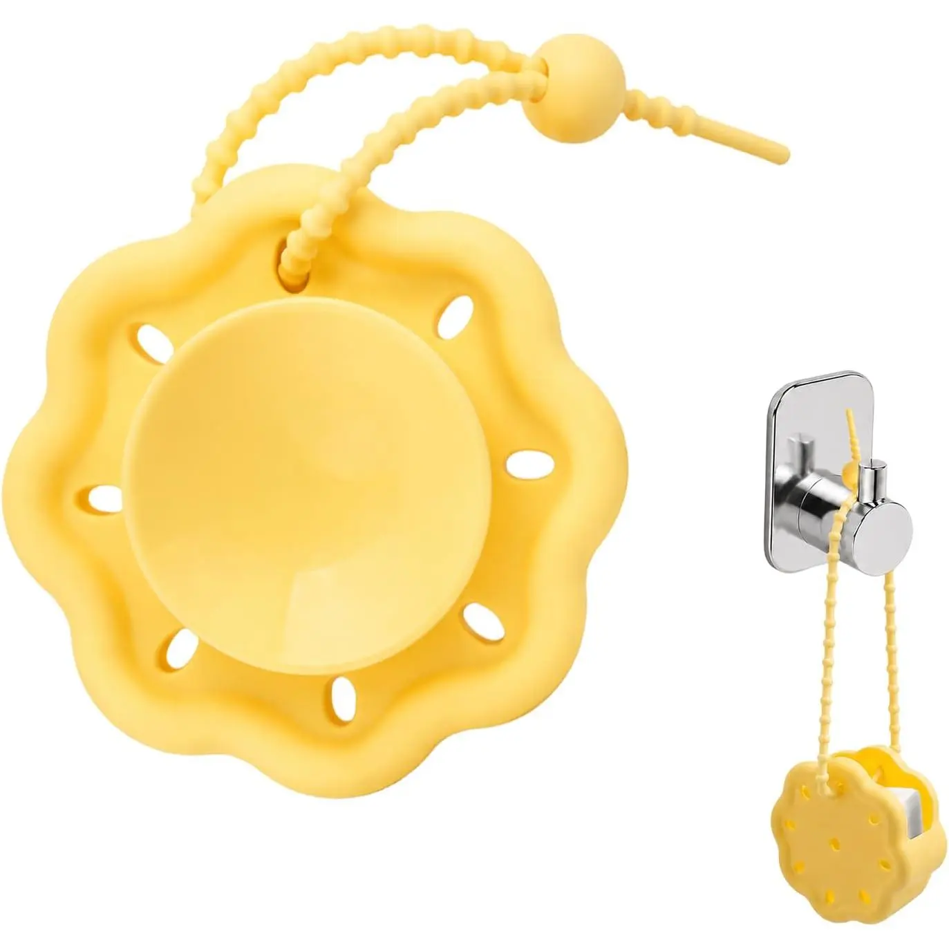 Shower Steamers Holder Tray -Suction Cup & Wall  2-in-1 Design, Upgraded Extra-Long Adjustable Cord for Custom Height,  Fit for  Shower Bombs & Tablets (Yellow)