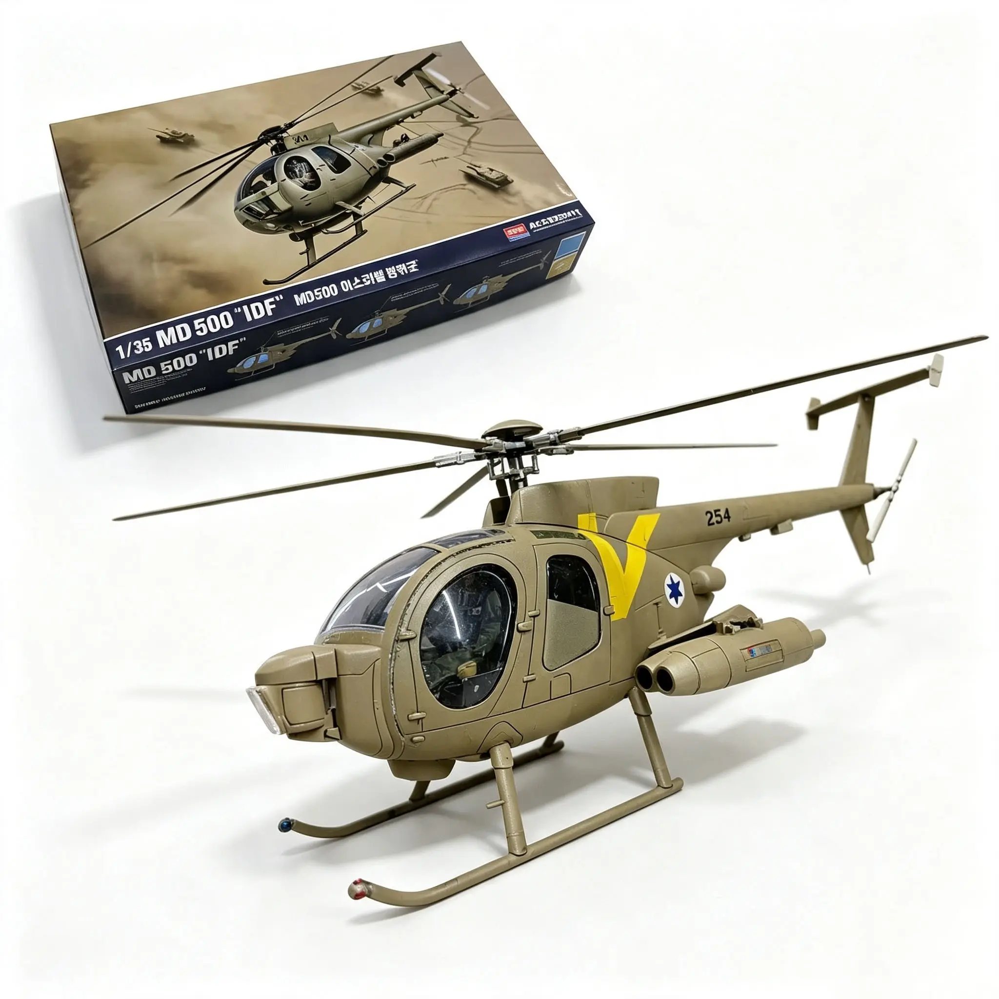 Academy Ac12136 1/35 Scale Md500 Defender Idf Fighter Model Kit, DIY Collectible Model, Aircraft Building Set, Detailed Assembly Aircraft Hobby Toy, Perfect Gift for Enthusiasts