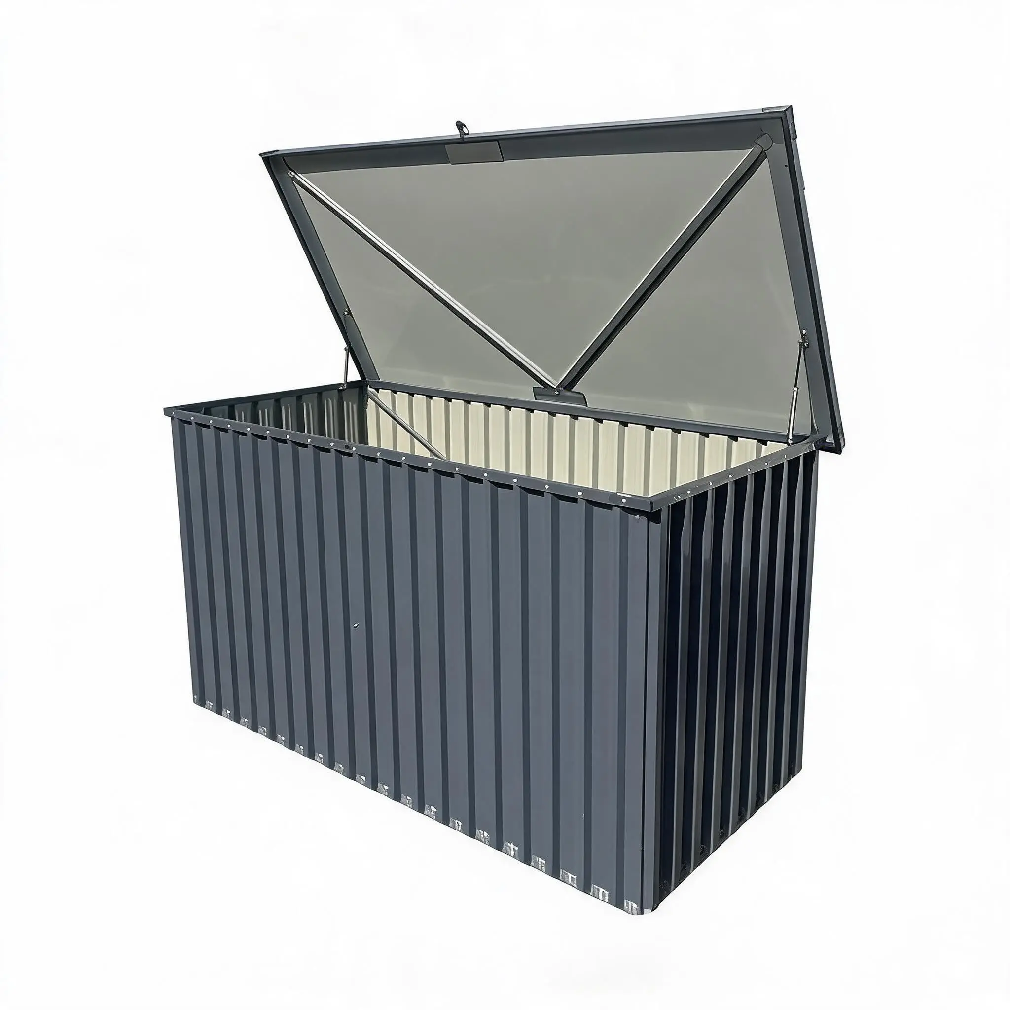 Metal Outdoor Storage Box – 115/180/230/320 Gallon Waterproof Deck Chest with Lockable Lid – UV Resistant – Perfect for Patio Furniture Cushions, Garden Tools, and Pillows – Durable Storage