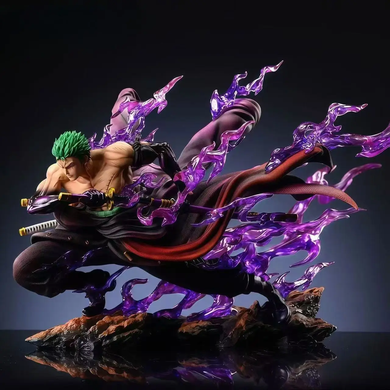 One Piece Luffy Figurine, Collectible, Classic Battle Pose, Ghost Energy Effect, Dynamic Flying Pose, Rock Shattering Base, High Detail Sculpture