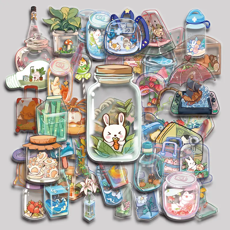50PCS Transparent objects Aesthetic Vinyl Stickers Pack for Laptop Water Bottle Phone Case Skateboard Journal Scrapbook DIY Decoration