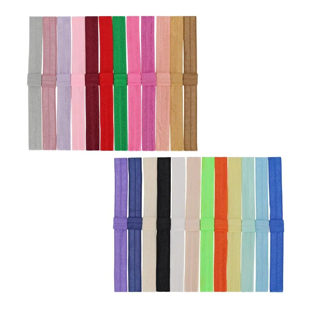Pack of 24 Interchangeable Nylon Baby Headbands for Newborn Toddler Girls - Highly Stretchy Add-A-Bow Elastic Head Bands, FOE 24 ColorsGift