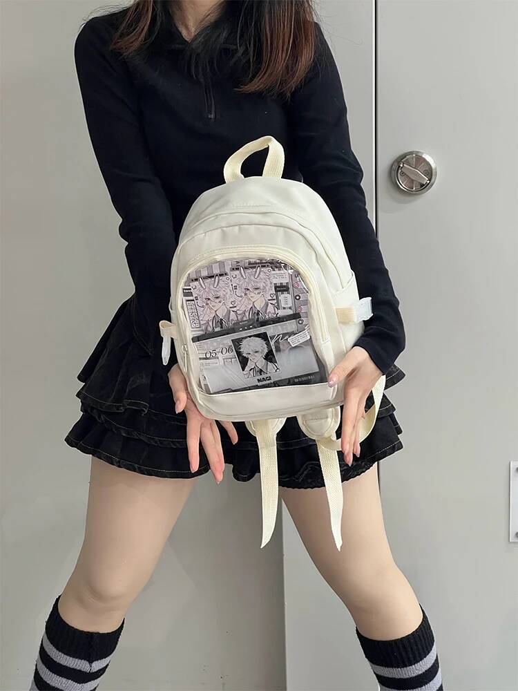 Y2K Cute Mini Backpack Women Fashion ItaBag Sweet Girl Transparent Rucksack DIY Personality Display Knapsack Lolita Shoulder Bag