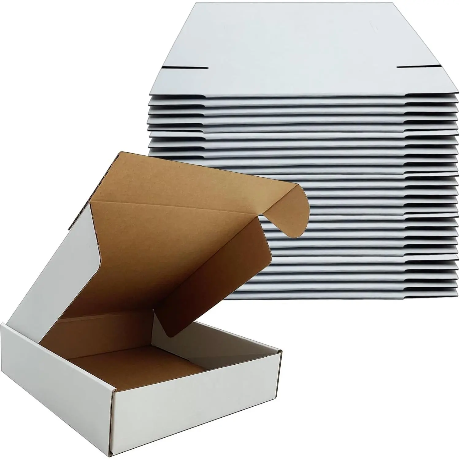 8x8x2 Inches Shipping Boxes Set of 25, White Corrugated Mailing Cardboard Box Literature Mailer for Packing Small Business Moving Storage, E-Commerce Packaging Gift Boxes for Presents
