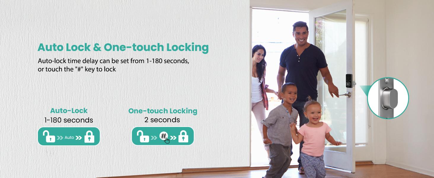 Lock, Door Lock for Front Door, 6 Code Door Lock with, Bluetooth Deadbolt, App