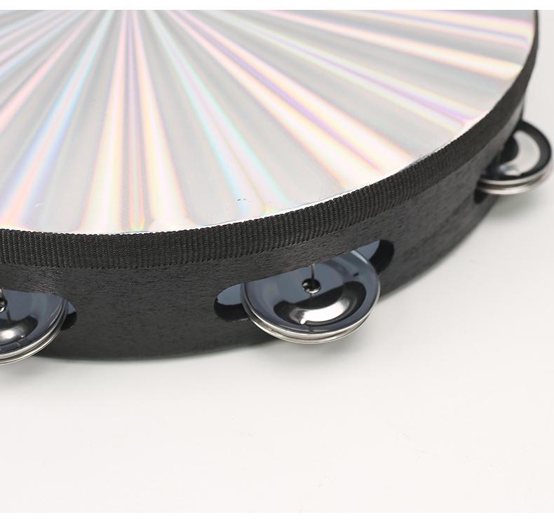 Percussion Instrument 8inch 10inch Laser Double Row Hand Tambourine Kindergarten Early Education Hand Drum Children's Dance Hand Drum