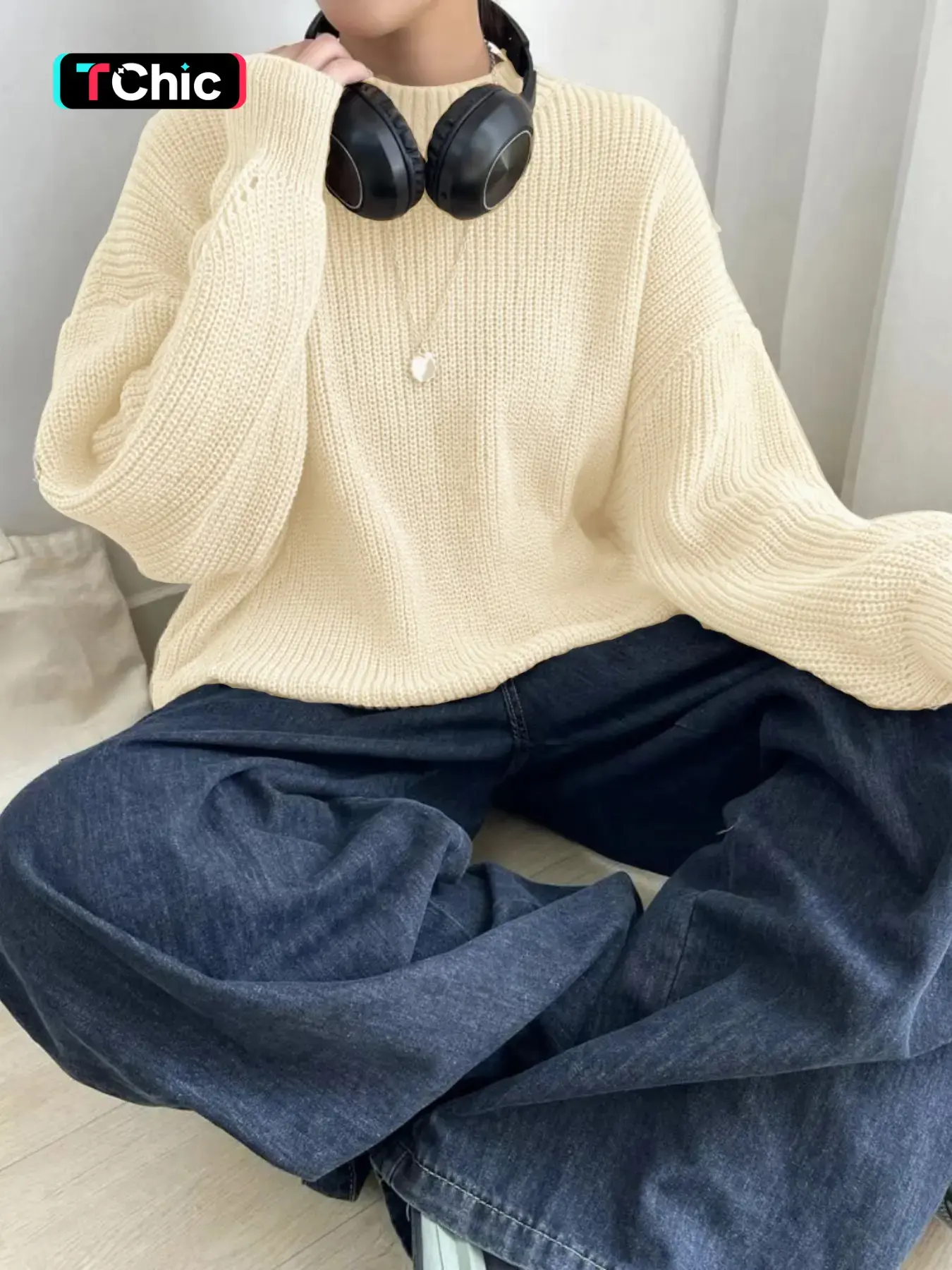 Casual Plain Pullover, Oversized Round Neck Drop Shoulder Sweatshirt, Loose Fit Knitwear for Spring & Fall, Comfortable Daily Wear