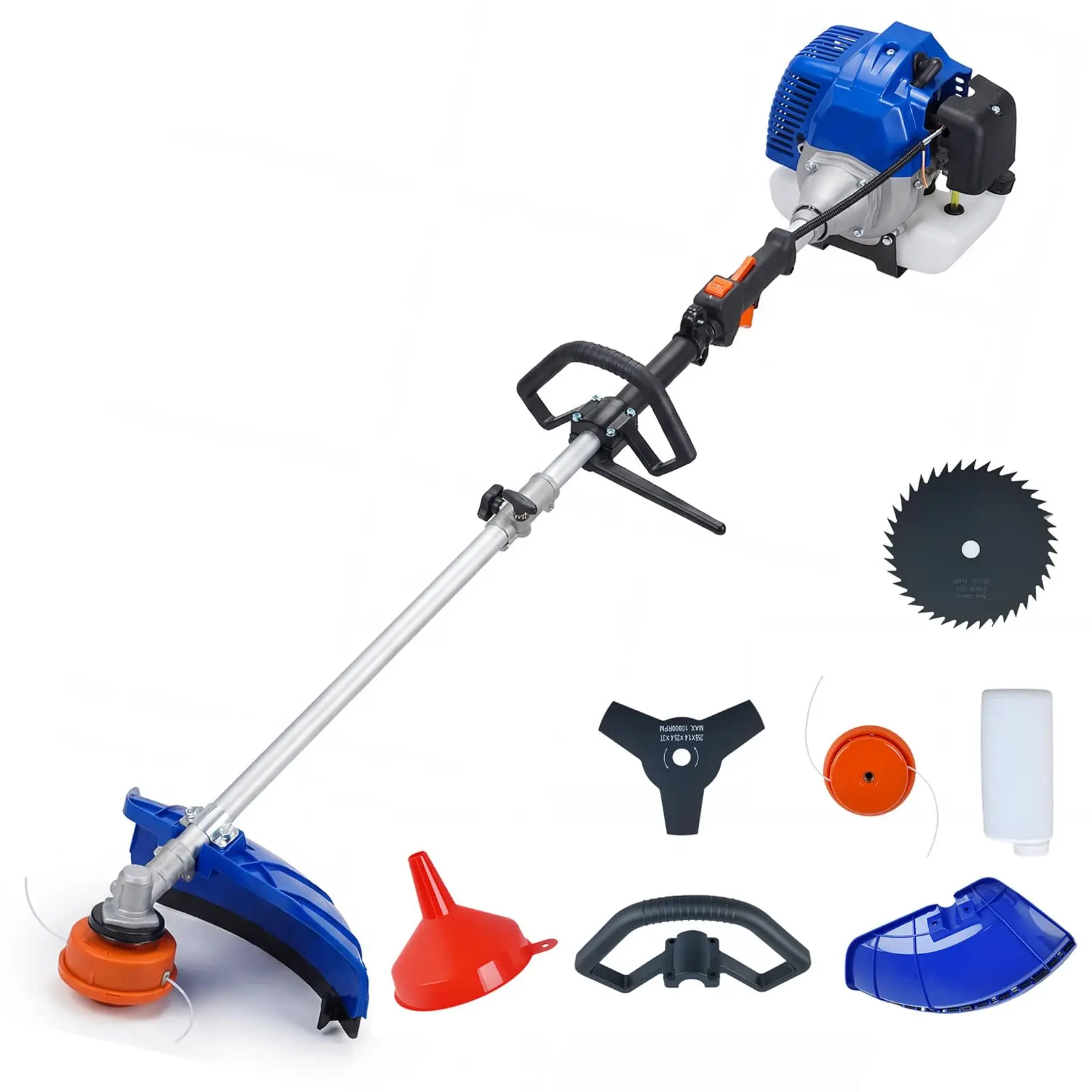 3-in-1 Gas Powered Lawn Trimmer Kit – Heavy Duty String Trimmer, Weed Eater & Brush Cutter – Multiple Blades, Anti-Vibration Handle, Shoulder Strap – Professional Wireless Lawn Care Tool