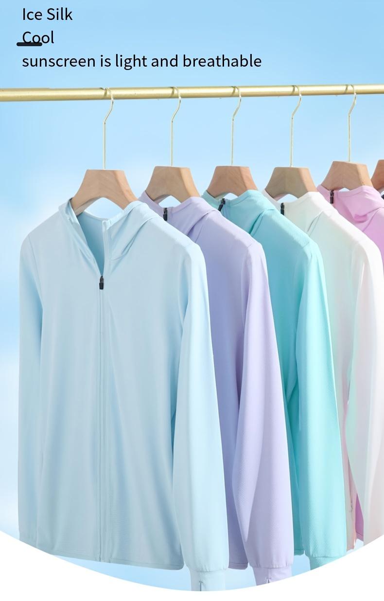 Summer Thin Ice Silk UV-Protective Women's Sunscreen Swimsuit Jacket, Front Zipper, Fishing Jacket, Couple's Sunscreen Jacket, Women's Coat