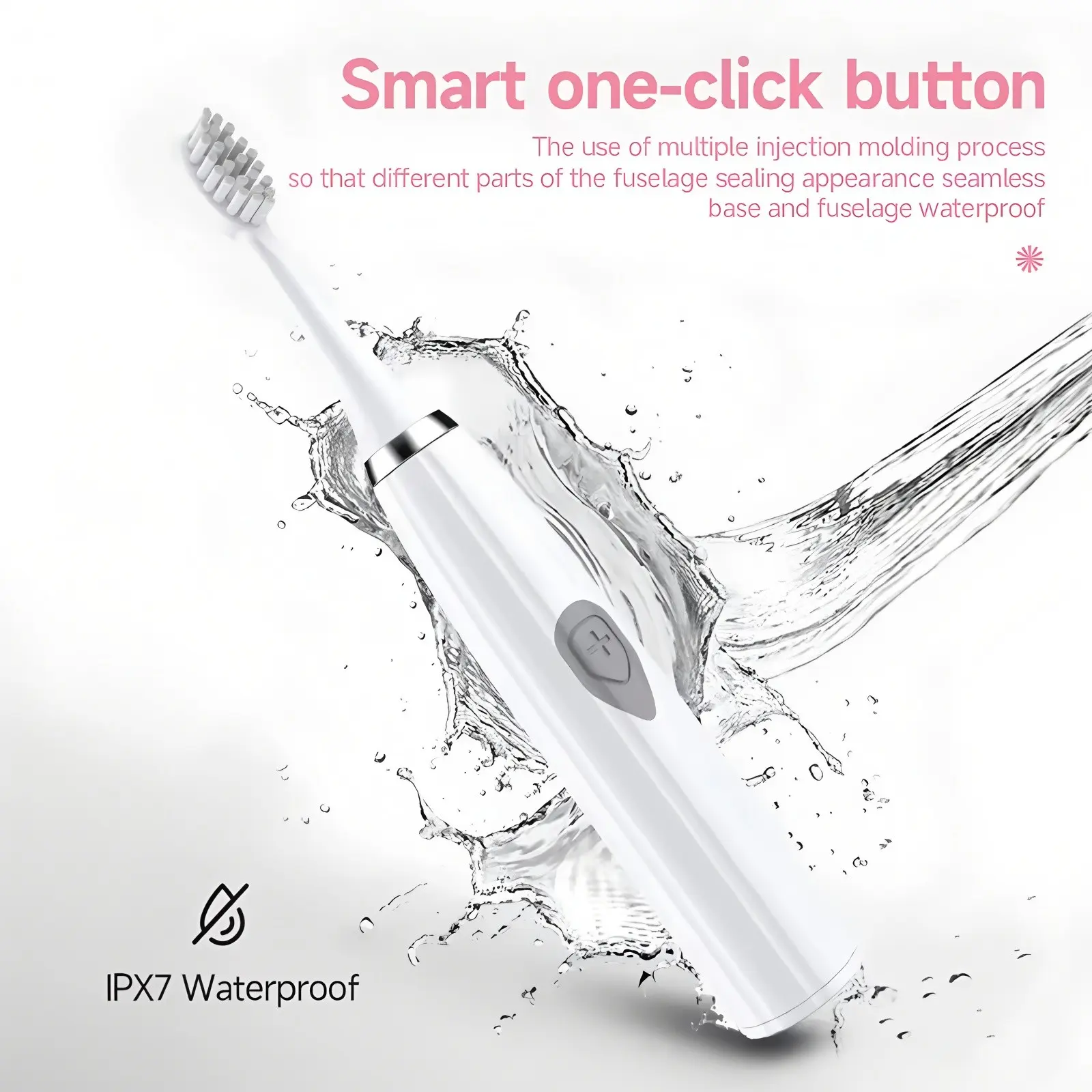 Battery-Powered Electric Toothbrush, Compact Design for Easy Portability, Includes Three Replacement Heads, Suitable for Kids and Adults