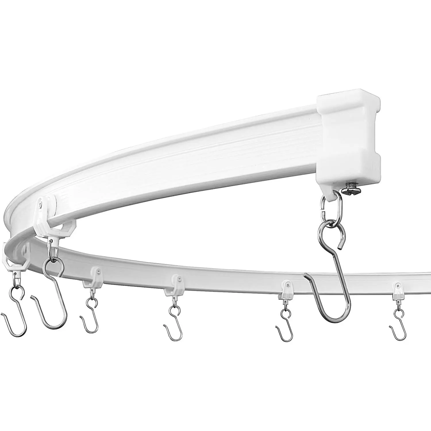 Flexible Ceiling Curtain Track, Ceiling Mounted Sliding Rail Set | Custom Curved Shape, 8 ft White Rail, Ideal for Window, Room Divider or RV