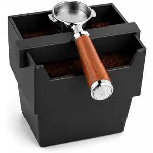 Espresso Knock Box 1200 ML – Large Capacity Coffee Grounds Disposal with Removable Knock Bar, Shock-Absorbent Non-Slip Base – Durable Espresso Machine for Home & Office(Black)