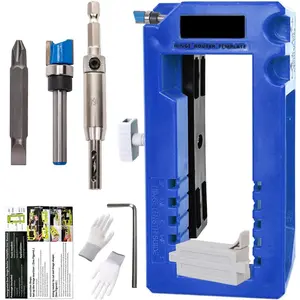 Blue Door Hinge Jig, Door Hinge Slotting Tool, Router Template, Suitable for 3" to 5" Long Door Hinges, and Square, 1/4" Radius or 5/8" Radius Type Jig Quick  Installation Tool