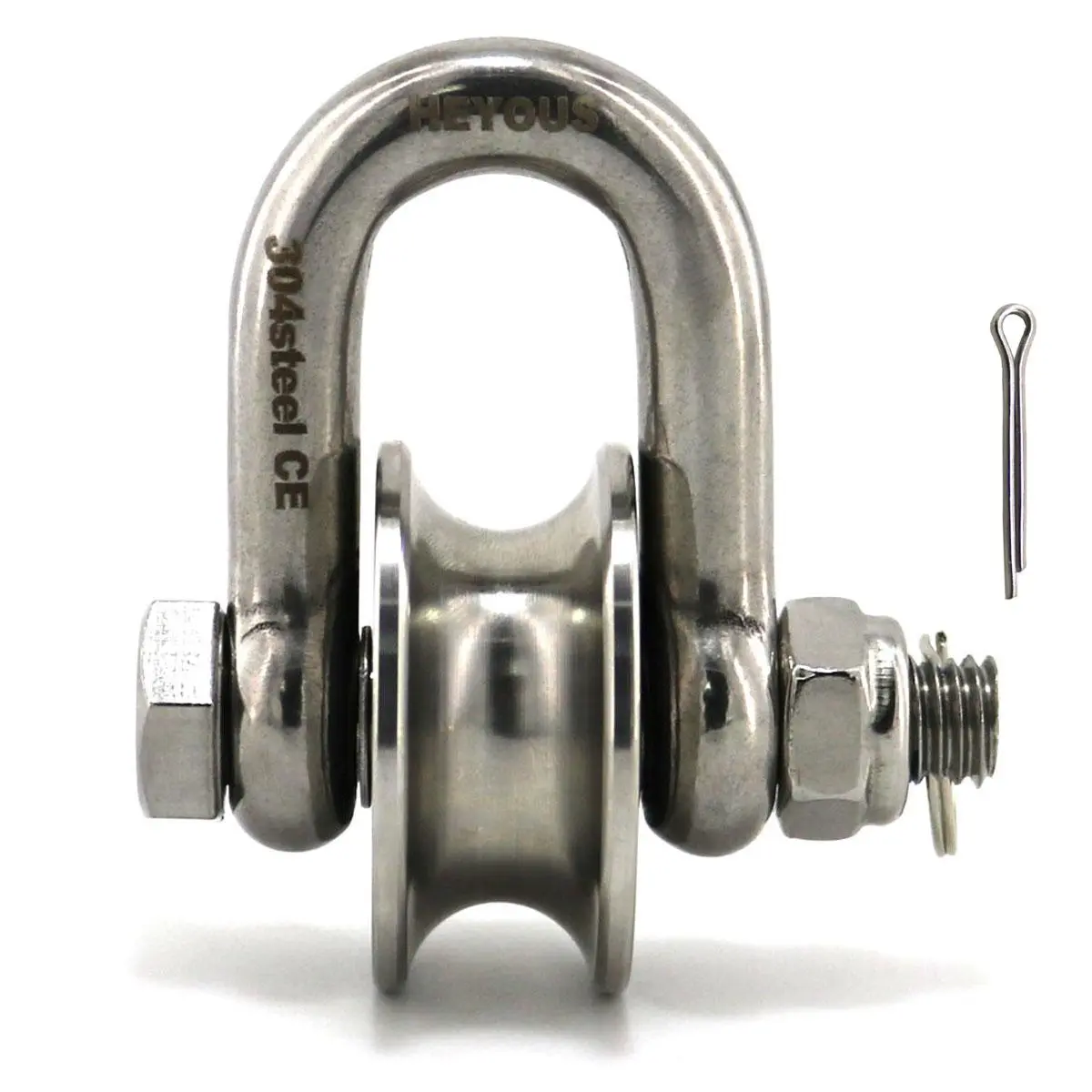 1PC 2025 New Design Large size Stainless Steel 304 Pulley Wheel U Groove Pulley Wheel Pulley Block Heavy Duty Traction Wheel Detachable Roller Wheel